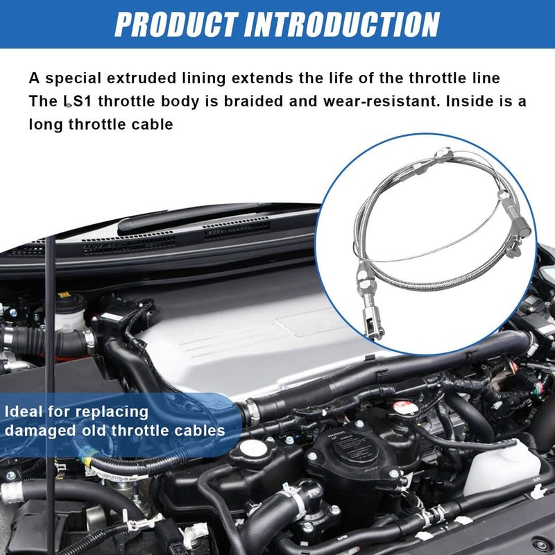LHDOS 24" Braided Throttle Cable Kit, Universal Accelerator Adjustable Throttle Cables Replacement, Stainless Steel Fuel Line Gas Cable Kit with Aluminum Fitting & Ferrule for Most Vehicles (24 Inch) - Image 5